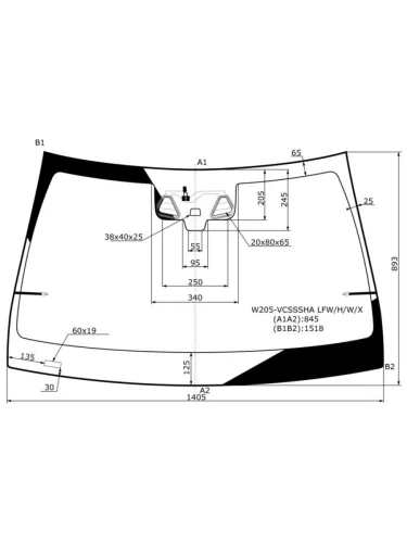 Стекло лобовое (Две камеры Датчик дождя) Mercedes-Benz C-Class 13-21 XYG w205-vcsssha lfwhwx