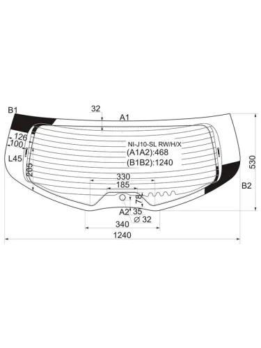 Стекло заднее (Цвет зеленый Обогрев) Nissan Qashqai+2 08-14 XYG ni-j10-sl rwhx
