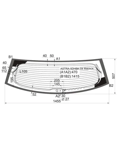 Стекло заднее (Цвет зеленый Обогрев Молдинг 5D HBK) Opel Astra 04-13  Astra Family 11-14 XYG astra-5dhbk-04 rwhx