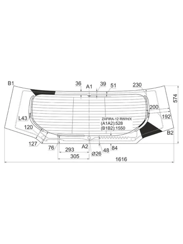 Стекло заднее (Цвет зеленый Обогрев Антенна) Opel Zafira 11-16 XYG zafira-12 rwhx
