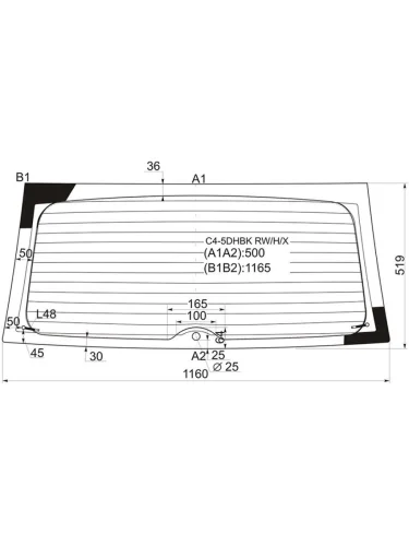 Стекло заднее (Цвет зеленый Обогрев Антенна) Citroen C4 04-11 XYG c4-5dhbk rwhx