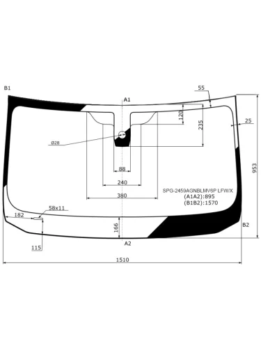 Стекло лобовое (Датчик дождя) BMW 5-Series 13-17 SAT spg-2459agnblmv6p lfwx