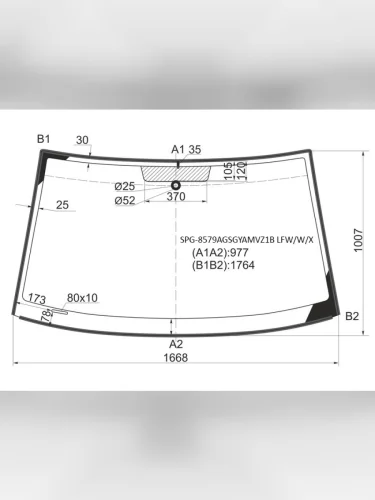 Стекло лобовое (Антенна Датчик дождя Молдинг Круглый датчик дождя) Volkswagen Transporter 03-15  SAT spg-8579agsgyamvz1b lfwwx