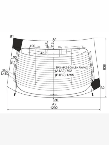 Стекло заднее (Цвет зеленый Обогрев Антенна 5D LBK) Mazda 6 07-12  Atenza 07-12 SAT spg-maz-6-08-lbk rwhx