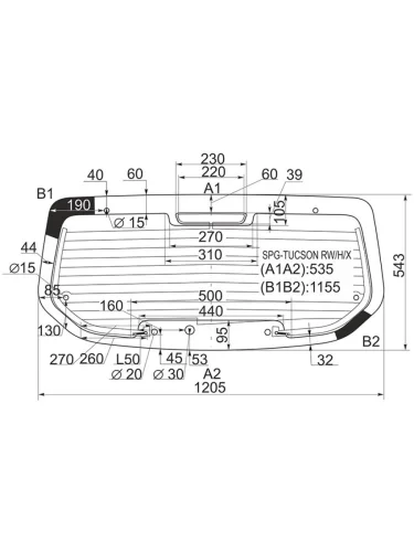Стекло заднее (Цвет зеленый Обогрев) Hyundai Tucson 04-09 SAT spg-tucson rwhx