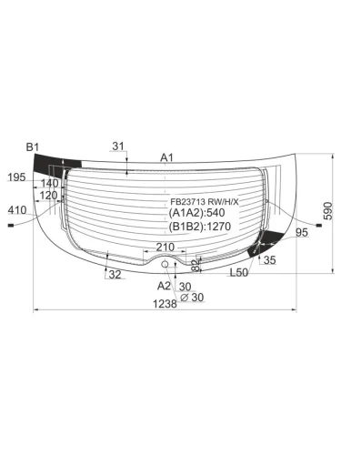 Стекло заднее (Цвет зеленый Обогрев Антенна) Infiniti EX25 11-13  EX35 07-13  EX37 07-13  QX50 XYG fb23713 rwhx