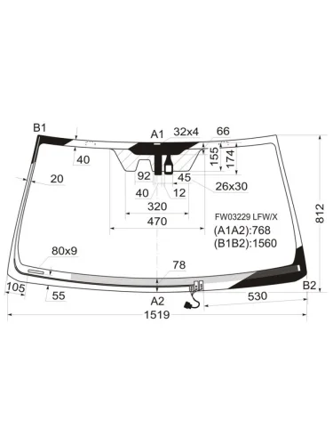 Стекло лобовое (Обогрев щеток Камера Датчик дождя) Toyota Land Cruiser Prado (J150) 09-17  Lexus XYG fw03229 lfwhx