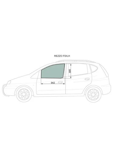 Стекло боковое опускное (Спереди Слева Цвет зеленый) Chevrolet Rezzo 04-08  Tacuma 02-08  Daewoo XYG rezzo fdlh