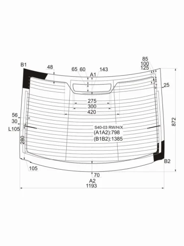 Стекло заднее (Цвет зеленый Обогрев Антенна) Volvo S40 04-12 XYG s40-03 rwhx