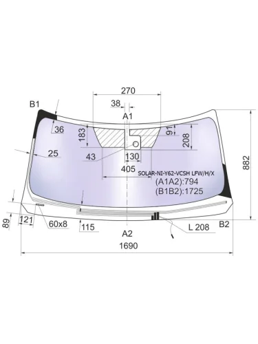 Стекло лобовое (Атермальное Обогрев щеток Датчик дождя) Nissan Patrol 10-19  Infiniti QX56 10-13 XYG solar-ni-y62-vcsh lfwhx