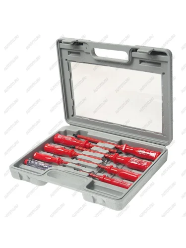 Набор отверток диэлектрических SL3-SL4-SL5.5,SL6.5, PH0-PH2 до 1000В 8 предметов FIT