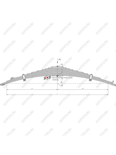 Рессора УРАЛ-4320,5557 передняя (12 листов) с накладкой L=1606мм ЧМЗ
