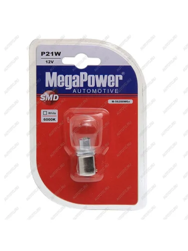 Лампа светодиодная 12V P21W Ba15s 6000K блистер (1шт.) MEGAPOWER