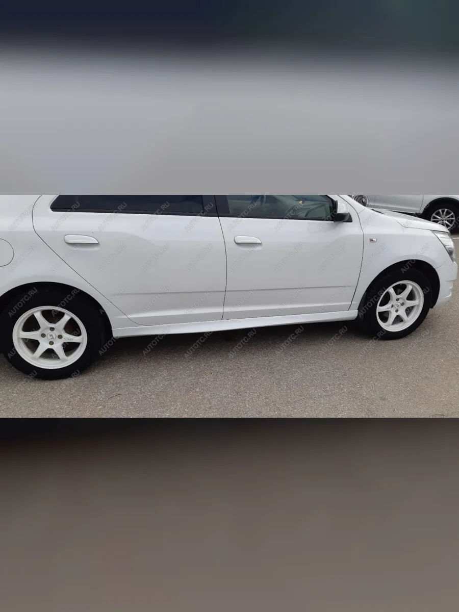 Пластиковые накладки порогов Фанат Тюнинг Chevrolet Cobalt седан 1-ый рестайлинг (2016-2019) (неокрашенные (глянец под окраску))  с доставкой в г. Керчь