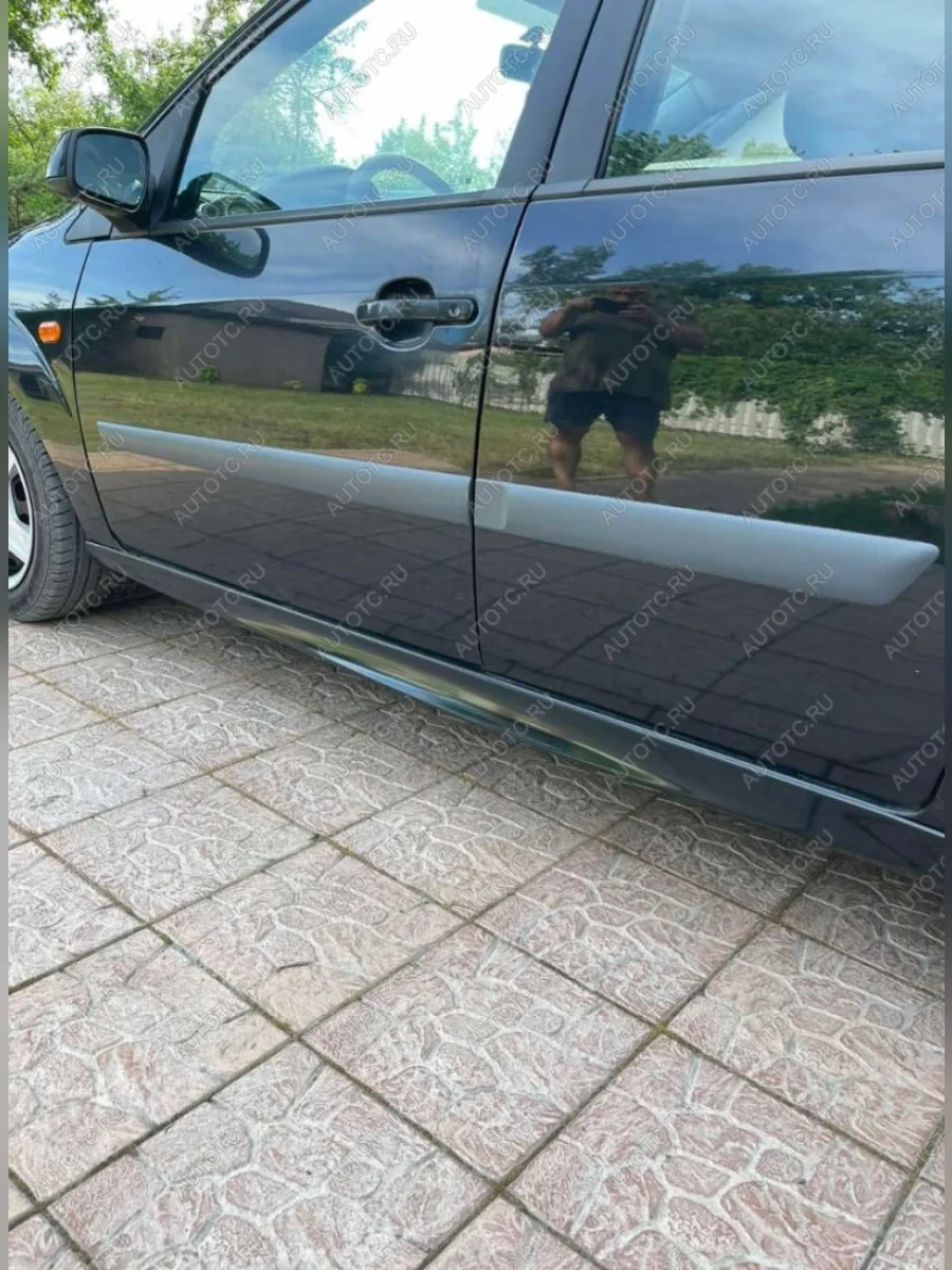 Пластиковые накладки порогов Фанат Тюнинг Ford Fusion 1 хэтчбэк дорестайлинг (2002-2005) (неокрашенные (глянец под окраску))  с доставкой в г. Керчь