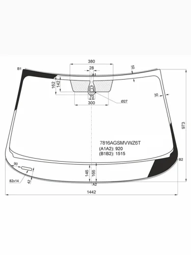 Стекло лобовое (Датчик дождя Молдинг) Skoda Octavia 16-20