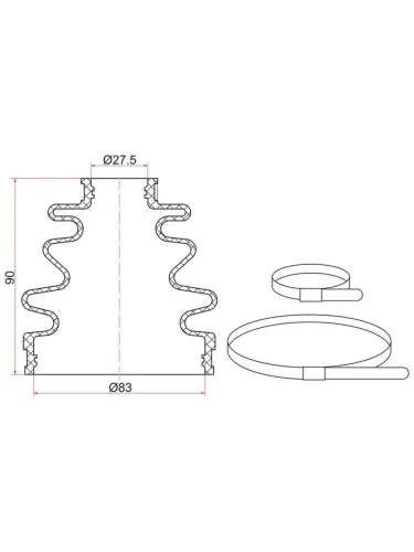 Пыльник шруса наружный HONDA CR-V RD2RD3(2 хомута. резина)