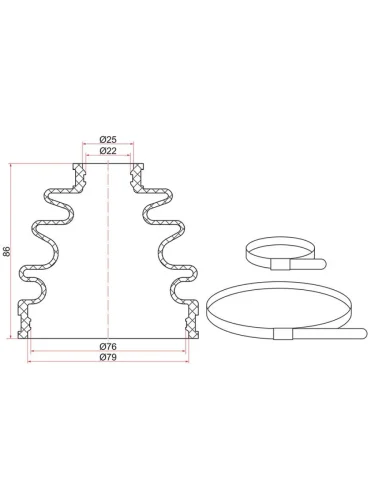 Пыльник шруса наружный TOYOTA CAMRY USACOROLLASV50ALLIONWISH 4WD 1ZZ (2 хомута. резина)
