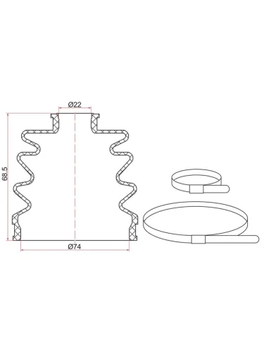 Пыльник шруса  (2 хомута. резина)