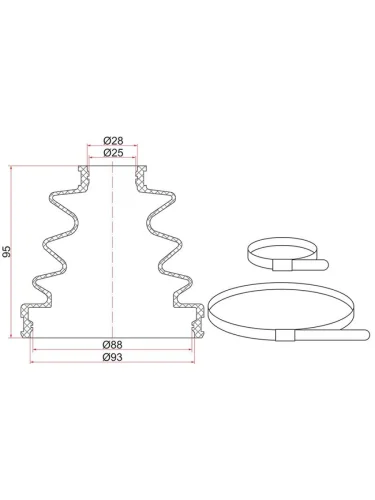 Пыльник шруса наружный TOYOTA Camry Gracia 2.5L  Mark II Wagon Qualis  (2 хомута. резина)