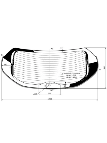 Стекло заднее (Цвет зеленый Обогрев Антенна Молдинг) Nissan Qashqai 13-22  Rogue Sport 17-24