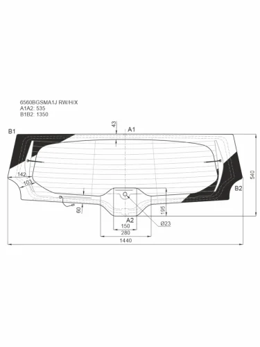 Стекло заднее (Цвет зеленый Обогрев Антенна) Peugeot 5008 09-17