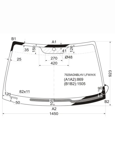 Стекло лобовое (Обогрев щеток) Subaru Legacy 03-09  Outback 03-09  Legacy B4 03-09
