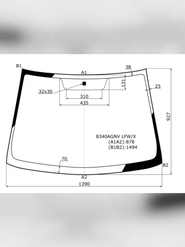 Стекло лобовое Toyota Corolla (E120) 00-07  Corolla Fielder (E120) 00-06  Corolla JPN (E120) 00-07
