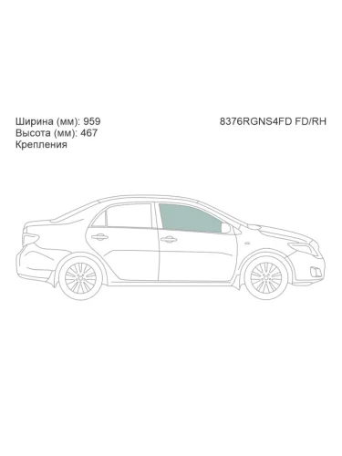 Стекло боковое опускное (Спереди Справа Цвет зеленый Крепления) Toyota Corolla (E150) 06-13  Cor