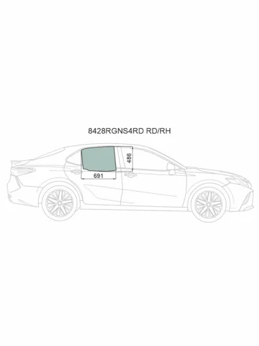 Стекло боковое опускное (Сзади Справа Цвет зеленый Крепления) Toyota Camry (XV70) 17-21  Camry U
