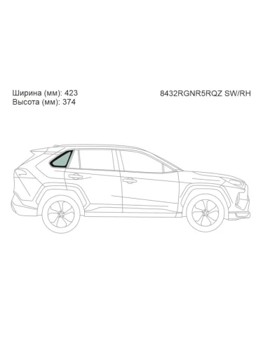 Стекло кузова боковое (не опускное) (Справа Цвет зеленый Молдинг) Toyota RAV4 (XA50) 18-  Wildlan