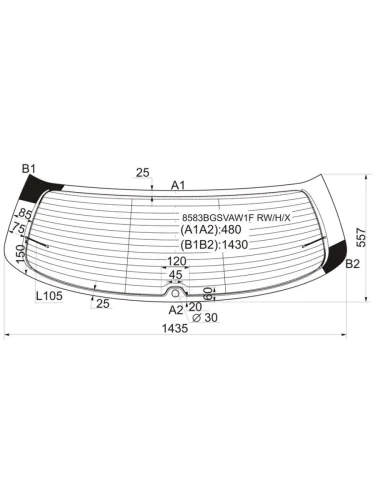 Стекло заднее (Цвет зеленый Обогрев Антенна) Volkswagen Golf Plus 04-14