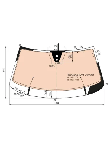 Стекло лобовое (Обогрев полный Камера Датчик дождя Молдинг) Volkswagen Teramont 17-20