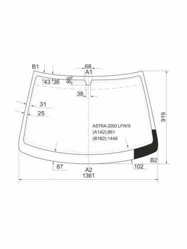 Стекло лобовое Opel Astra 98-09  Chevrolet Viva 04-08
