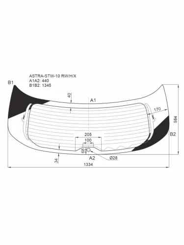 Стекло заднее (Цвет зеленый Обогрев 5D WGN) Opel Astra 09-15