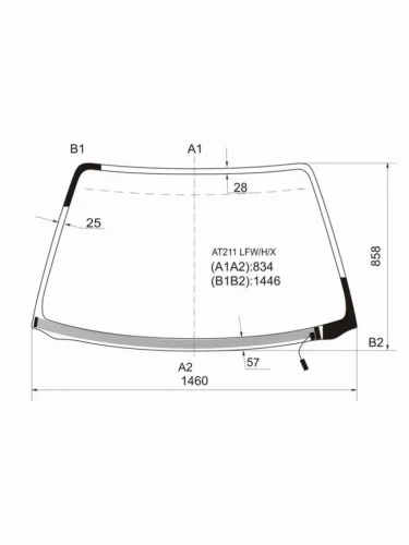 Стекло лобовое (Обогрев щеток) Toyota Avensis (T220) 97-03  Caldina (T210) 97-02