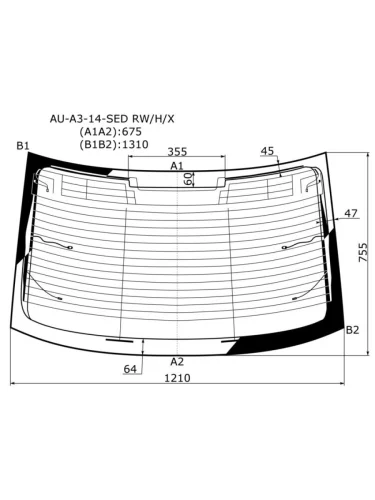 Стекло заднее (Цвет зеленый Обогрев Антенна) Audi A3 12-19  S3 13-16