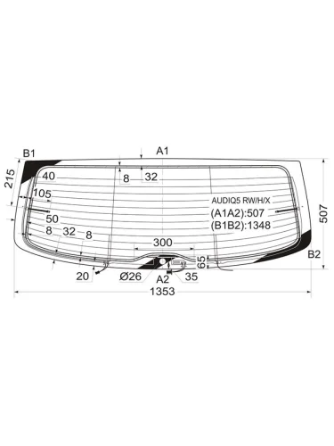 Стекло заднее (Цвет зеленый Обогрев Антенна) Audi Q5 08-17