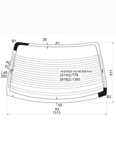Стекло заднее (Цвет зеленый Обогрев) Toyota Avensis (T220) 97-03