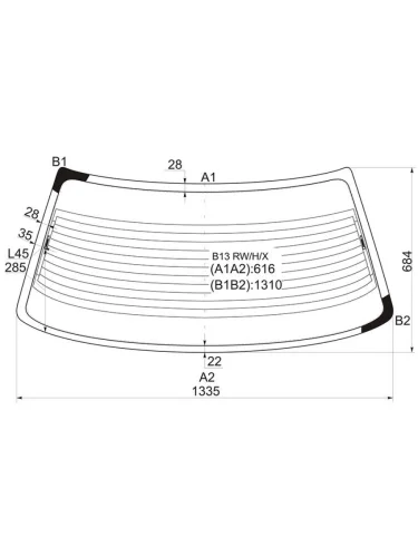 Стекло заднее (Цвет зеленый Обогрев) Nissan Sunny 90-00
