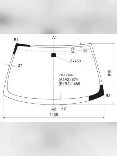 Стекло лобовое Nissan Sunny 98-04  Sentra 99-06