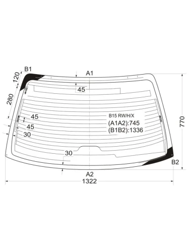 Стекло заднее (Цвет зеленый Обогрев Антенна) Nissan Sunny 98-04  Sentra 99-06