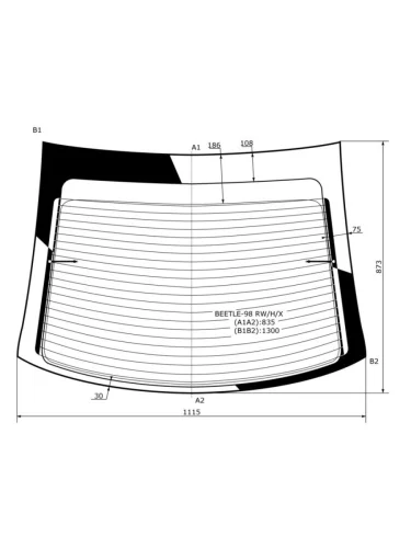 Стекло заднее (Цвет зеленый Обогрев Без спойлера) Volkswagen Beetle 97-10
