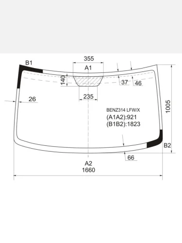 Стекло лобовое (Высокая крыша) Mercedes-Benz Sprinter 95-06  Sprinter classic RUS 13-18  Volkswage