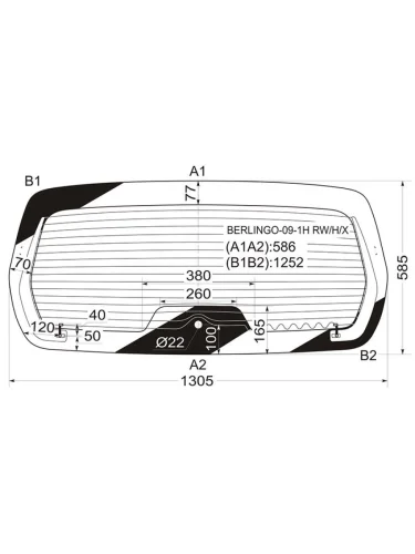 Стекло заднее (Цвет зеленый Обогрев) Citroen Berlingo 08-22  Peugeot Partner 08-15  Partner Tepee