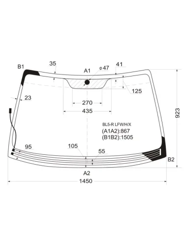 Стекло лобовое (Обогрев щеток) Subaru Legacy 03-09  Legacy B4 03-09