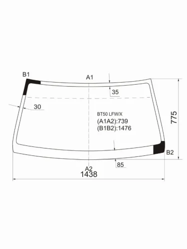 Стекло лобовое Ford Ranger USA 97-11  Mazda BT-50 06-12