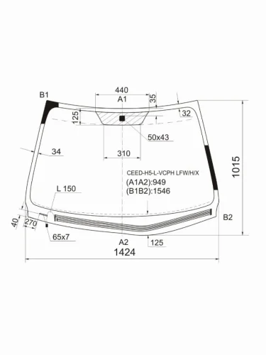 Стекло лобовое (Обогрев щеток) Kia Ceed 06-10