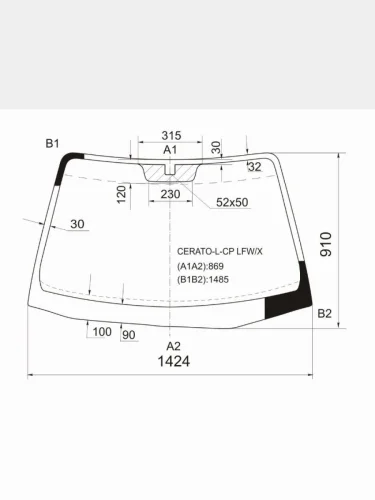 Стекло лобовое Kia Cerato 04-09