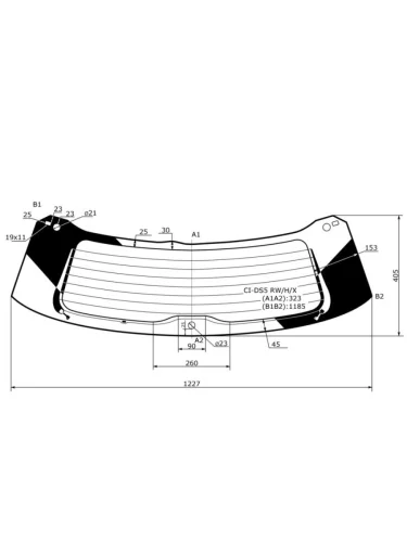 Стекло заднее (Цвет зеленый Обогрев) Citroen DS5 12-15
